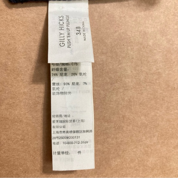 GILLY HICKS Floral Flowers Padded Push up Plunge Bra Navy Blue Pink Orange 34b - Picture 11 of 15